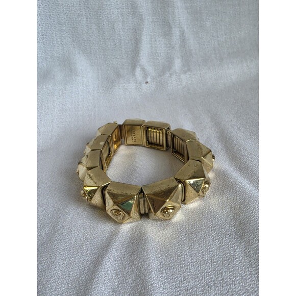 Versace Jewelry - Vtg Gianni Versace Gold Tone Chunky Pyramid Links Medusa Bracelet